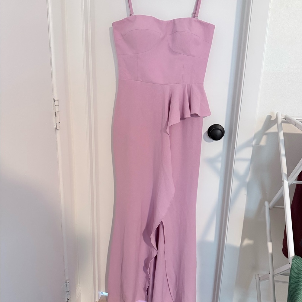 Dress the Population Strapless Lilac Ruffle Gown